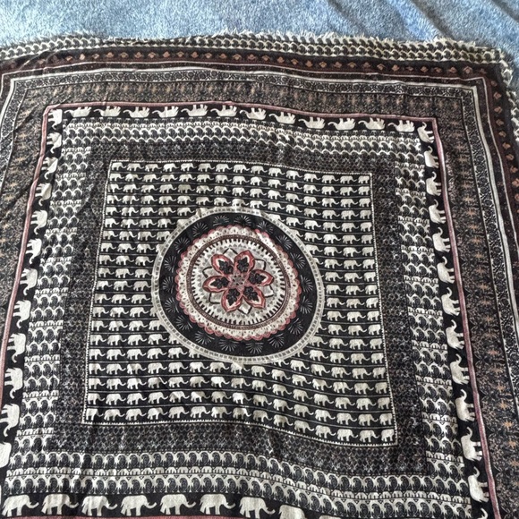 Unbranded Accessories - Boho Elephant Print 39x39 Square Scarf Wrap Shawl Festival